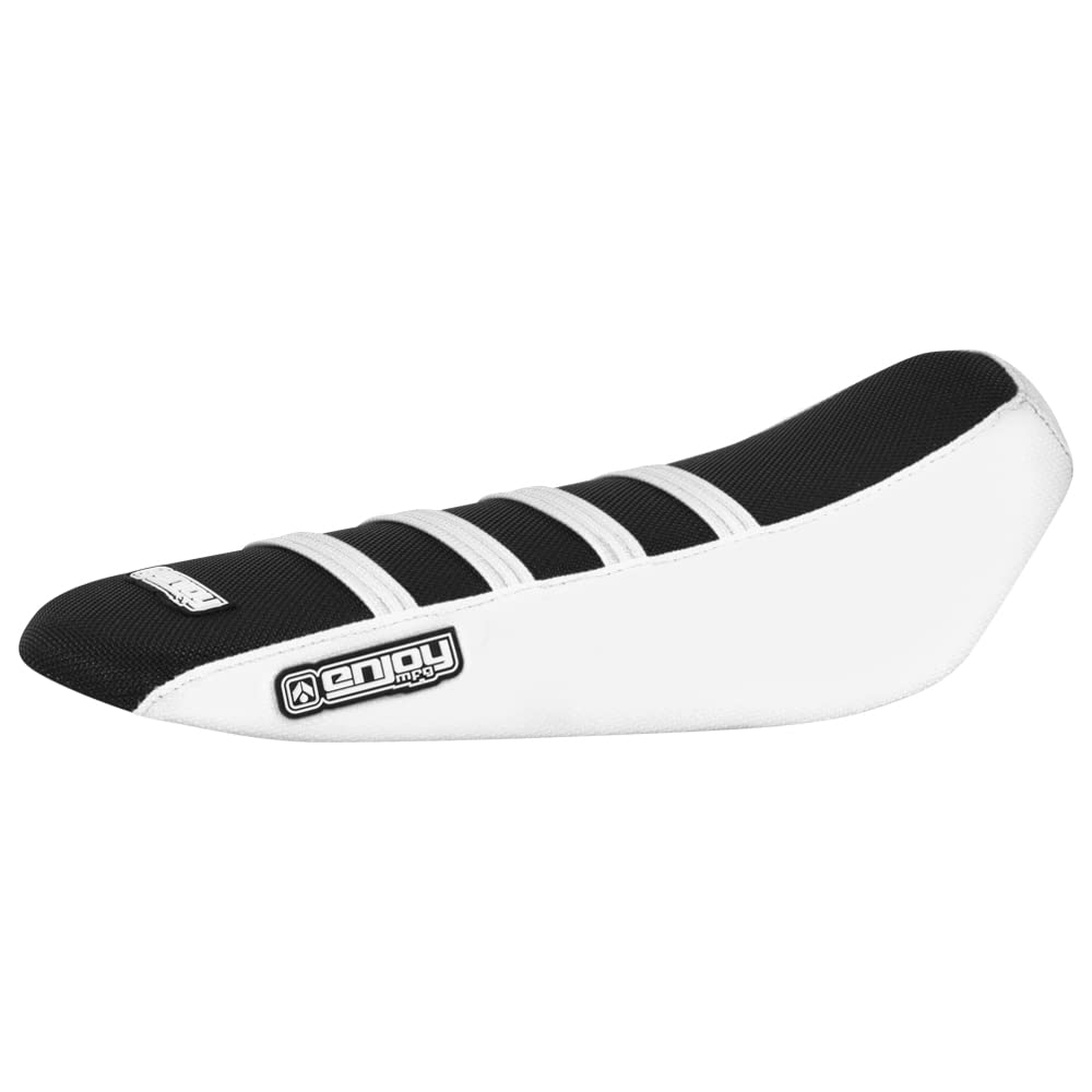 Enjoy Mfg Ribbed Seat Cover - Compatible with Sur Ron Sur-Ron Light Bee MX & X E-Bike #349 (White & Black w/White Ribs)