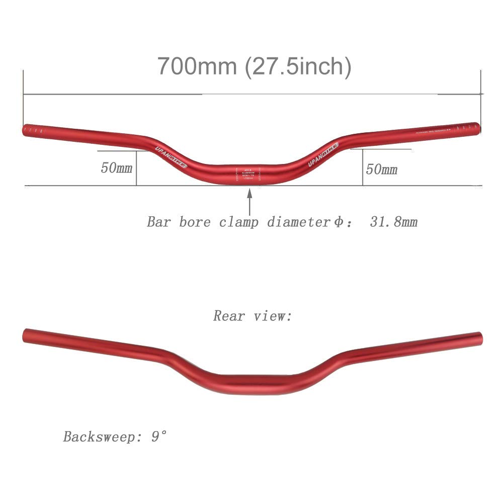 UPANBIKE MTB Mountain Bike Bicycle Extra Long Handlebar φ31.8mm 700mm Riser Bar