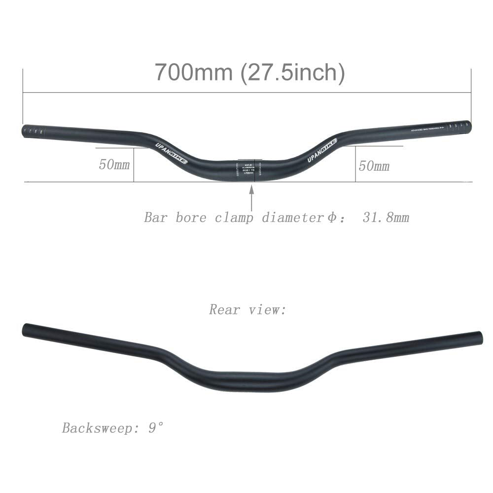 UPANBIKE MTB Mountain Bike Bicycle Extra Long Handlebar φ31.8mm 700mm Riser Bar