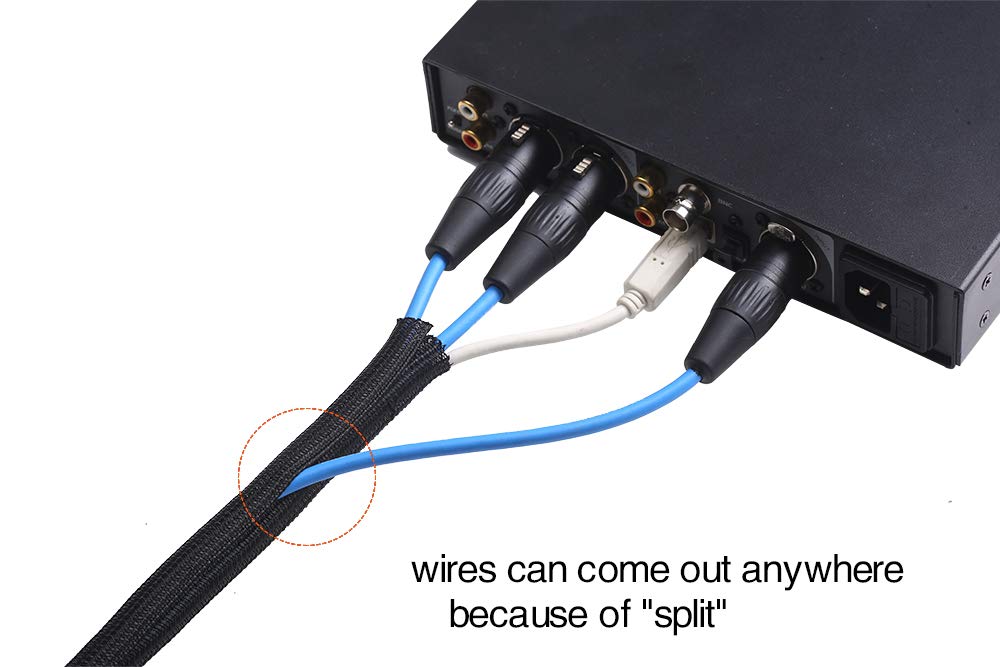 Alex Tech 10ft - 1/2 inch Cord Protector Wire Loom Tubing Cable Sleeve Split Sleeving For USB Cable Power Cord Audio Video Cable – Protect Cat From Chewing Cords - Black
