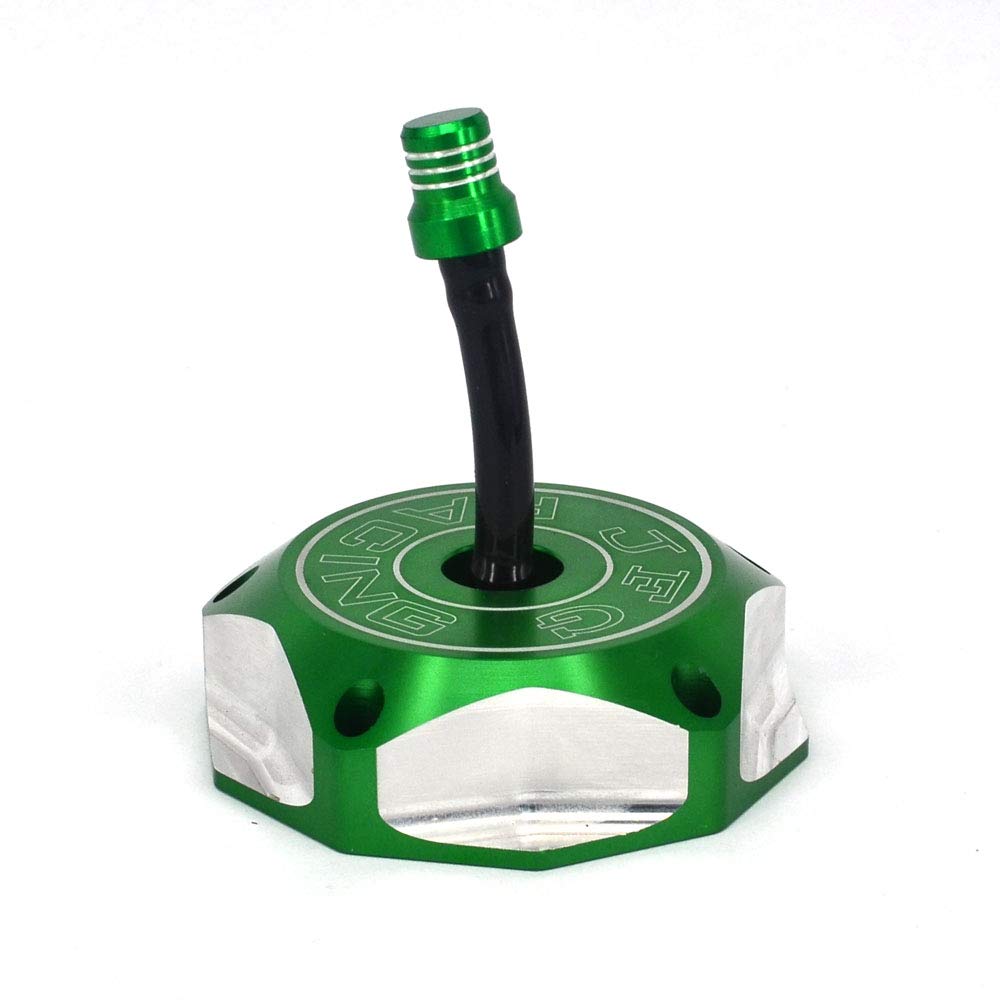 JFG RACING Dirt Bike Gas Cap,Motorcycle Gas Fuel Tank Cap with Breather Valve CNC for KX85 KX100 KX250 KX250F KX450F KX450 KLX450R KLX 110 KLX110 Dirt Pit Bike Green