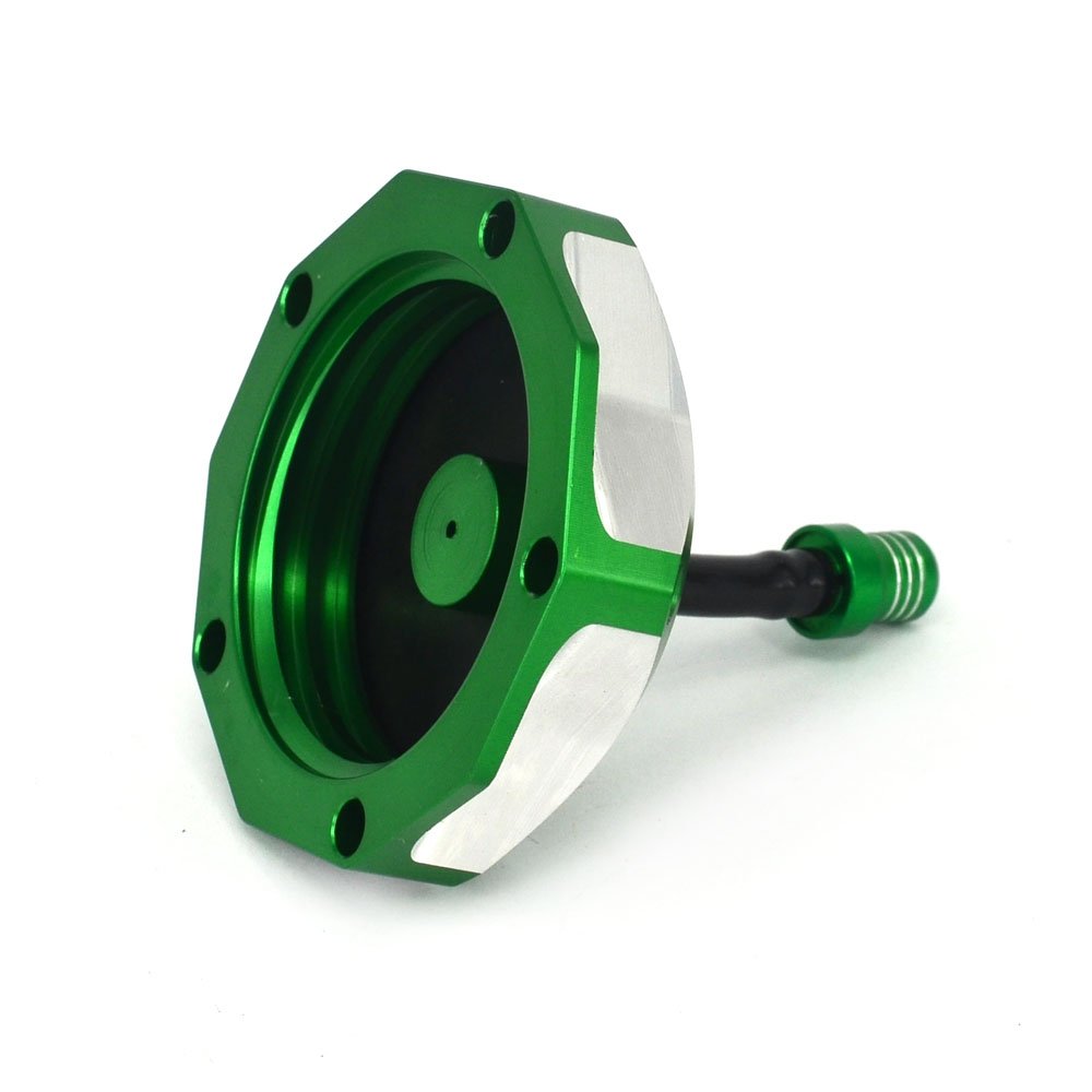 JFG RACING Dirt Bike Gas Cap,Motorcycle Gas Fuel Tank Cap with Breather Valve CNC for KX85 KX100 KX250 KX250F KX450F KX450 KLX450R KLX 110 KLX110 Dirt Pit Bike Green