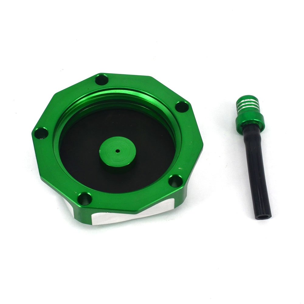 JFG RACING Dirt Bike Gas Cap,Motorcycle Gas Fuel Tank Cap with Breather Valve CNC for KX85 KX100 KX250 KX250F KX450F KX450 KLX450R KLX 110 KLX110 Dirt Pit Bike Green