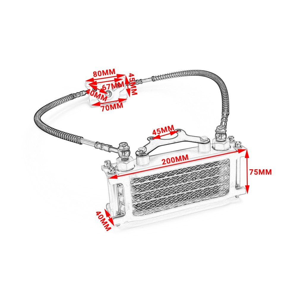 Motorcycle Oil Cooler Cooling Radiator Engine Kit Universal for CRF XR KLX 50 70 90 110 125 140cc SSR Taotao Coolster Kayo Apollo Dirt Pit Bike ATV Red