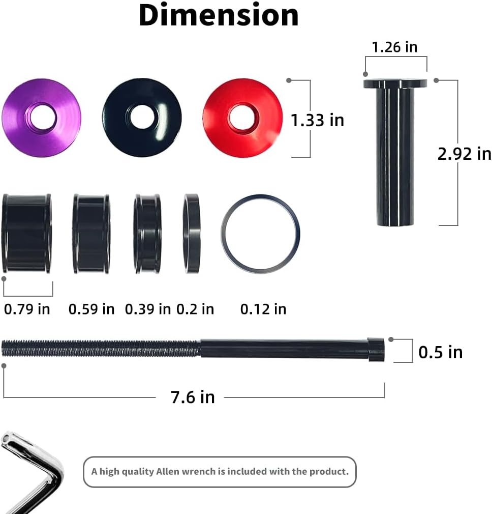 Stem Lock for Surron, Talaria, E-Ride Pro, 79Bike – Handlebar Stem Lock Kit with Top Cap, Headset Spacer, Extended Nut – Compatible with Light Bee, Sting, XXX, X260 – Includes Black, red, Purple