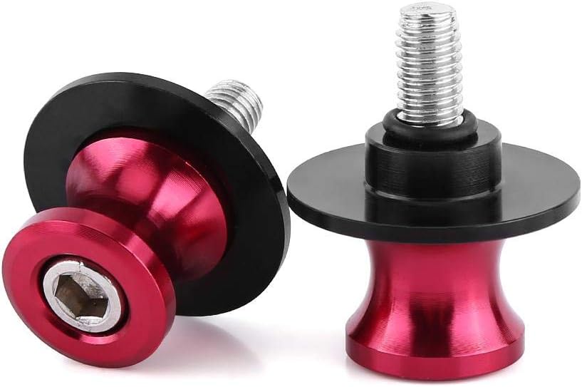 2PCS Swing Arm Spool 6/8/10mm Motorcycle CNC Rear Stand Swing Arm Spool Sliders Stand Swingarm Bobbins Motorcycle Spools(6mm Gold)