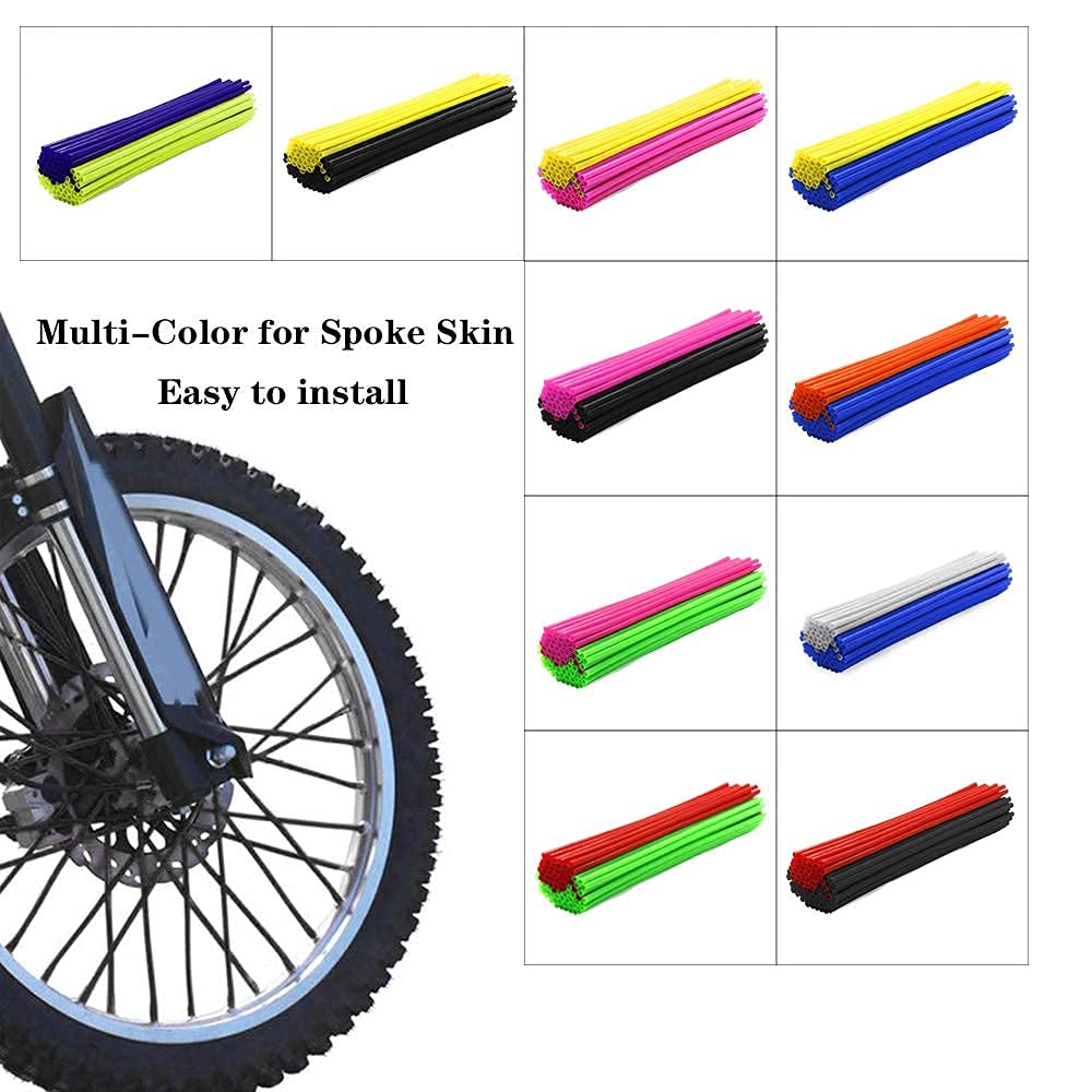 Worldmotop 72Pcs Dirt Bike Spoke Covers Wheel Spoke Wraps Wheel Rim Spoke Skins Universal Replacement for Yamaha Honda BMW Suzuki Kawasaki(green)