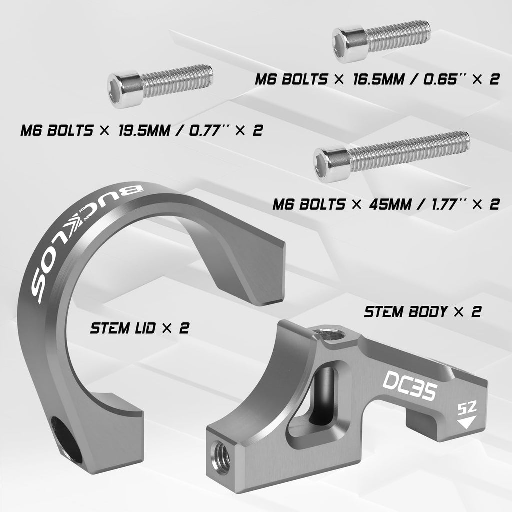 BUCKLOS Direct Mount Mountain Bike Stem 31.8mm 35mm Bar Clamp for Dual Crown Forks, 2 Pieces Lightweight Split Design MTB Stem for Downhill, All Mountain, Enduro, Freeride