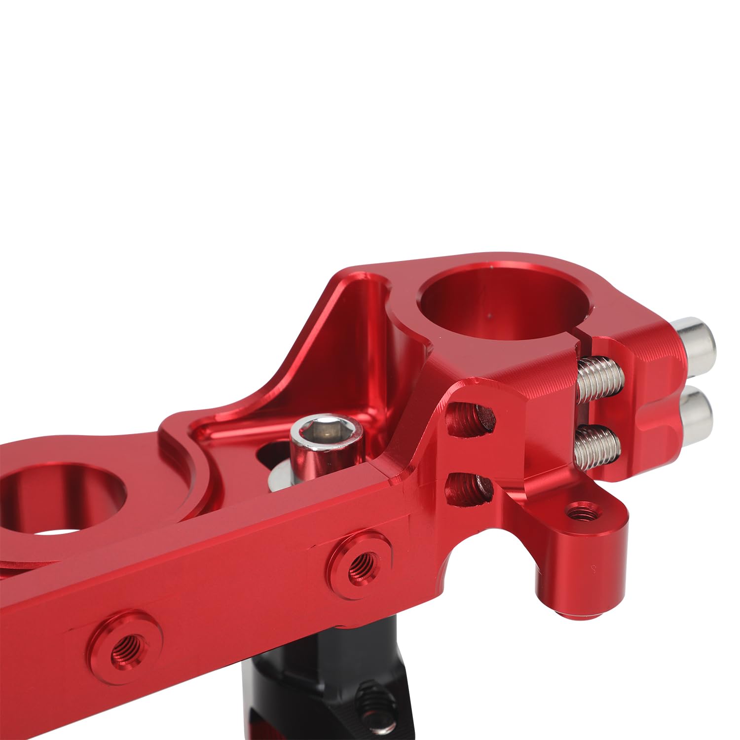 Motorcycle Top Triple Clamp 7/8" 22MM Upper Triple Tree Bar Mount with Risers Set CNC for CRF110 CRF110F 2013-2024 CRF125F CRF125FB 2019-2024 CRF 110F 125F 125FB Red