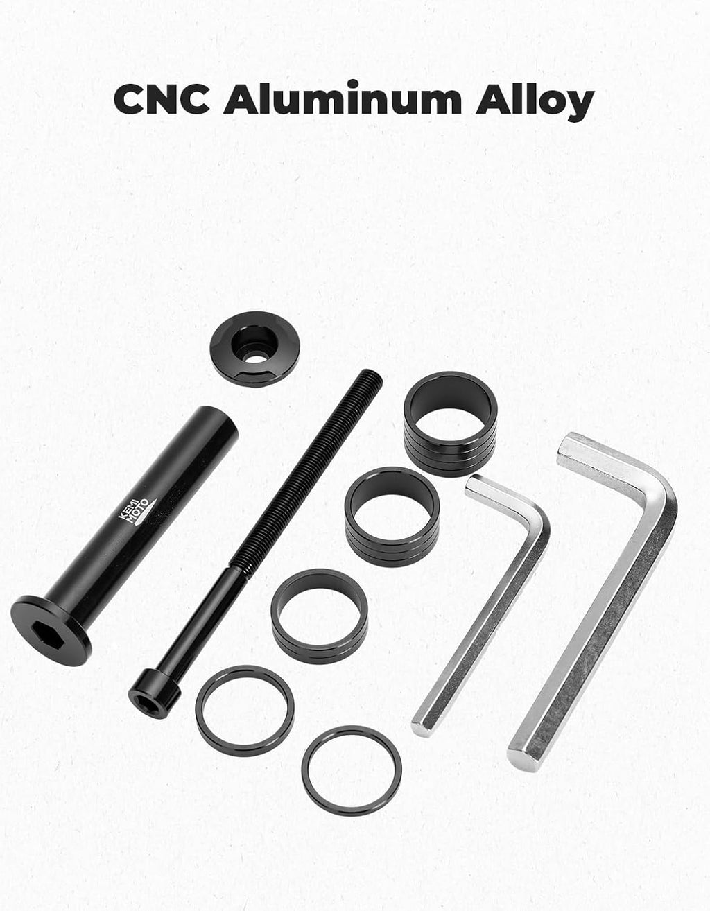 KEMIMOTO Stem Lock for Surron Light Bee & Talaria Electric Dirt Bikes - Black Aluminum Lock with 5 Spacer Sizes (20mm, 15mm, 10mm, 5mm, 3mm)