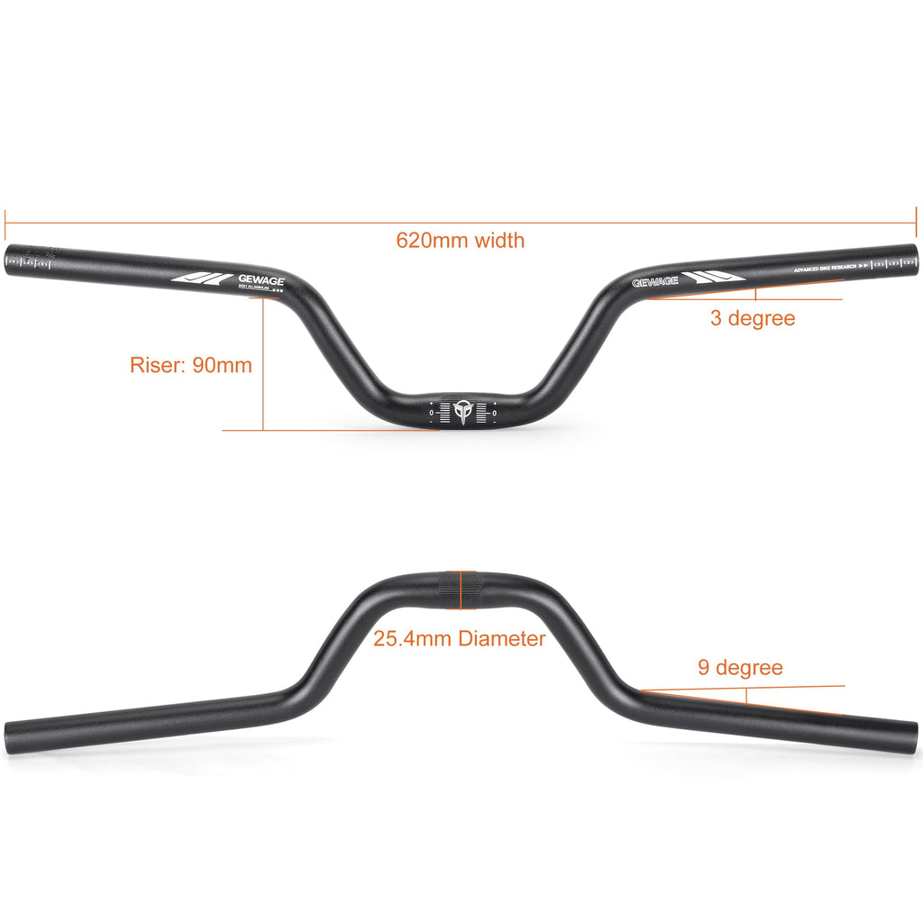 31.8 Bike Handlebar - 25mm, 55mm, 70mm, 90mm,120mm Riser Handlebar - 780mm Aluminium Alloy Mountain Bike Bicycle Handlebars (31.8-120mm Rise)