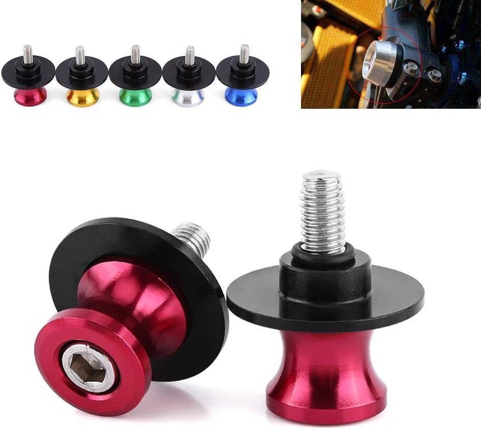 2PCS Swing Arm Spool 6/8/10mm Motorcycle CNC Rear Stand Swing Arm Spool Sliders Stand Swingarm Bobbins Motorcycle Spools(6mm Gold)