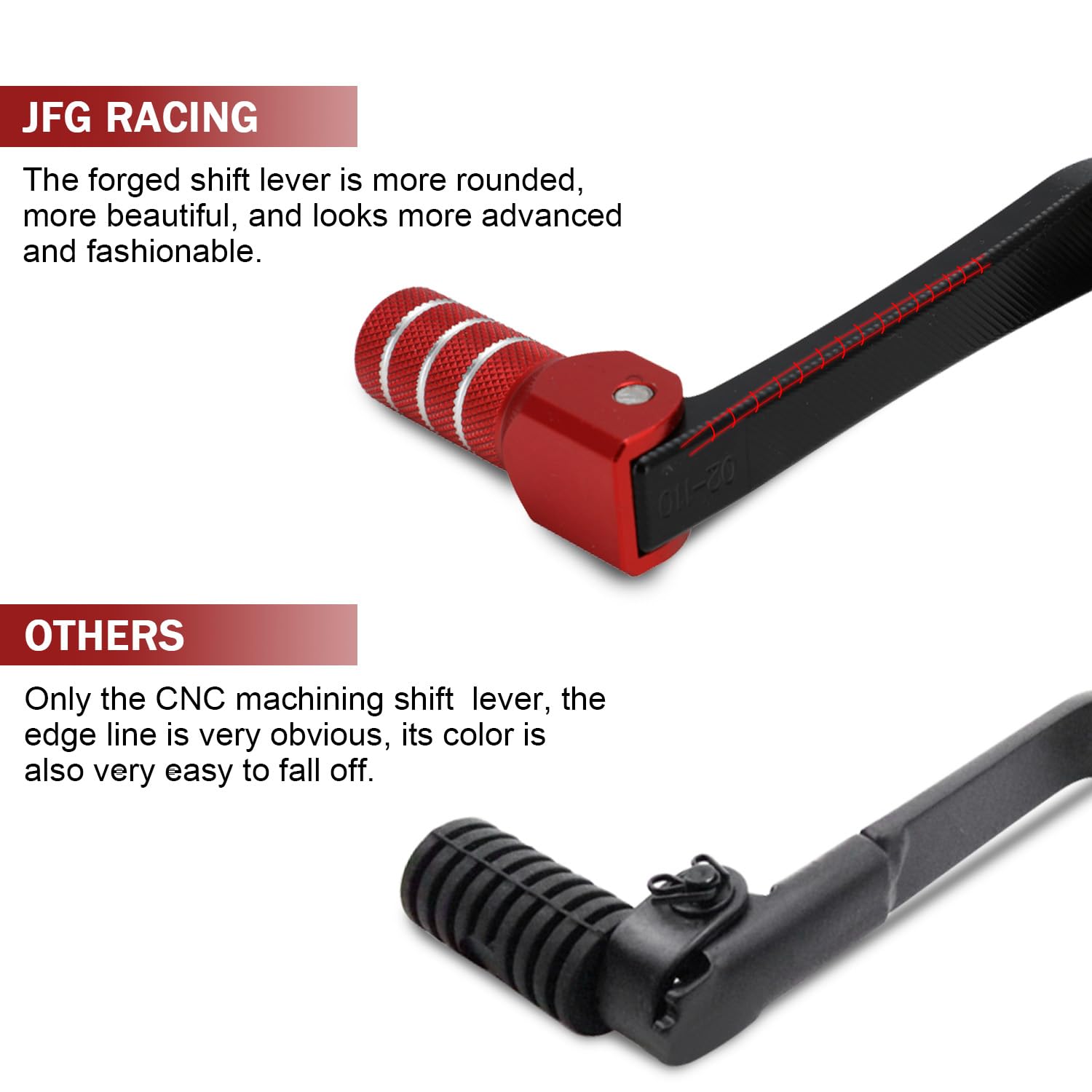 JFG RACING Motorcycle Gear Shifter Shift Lever Folding Tip CNC for CRF 110 CRF110F 2013-2023 TTR 110 08-09 11-21 Black