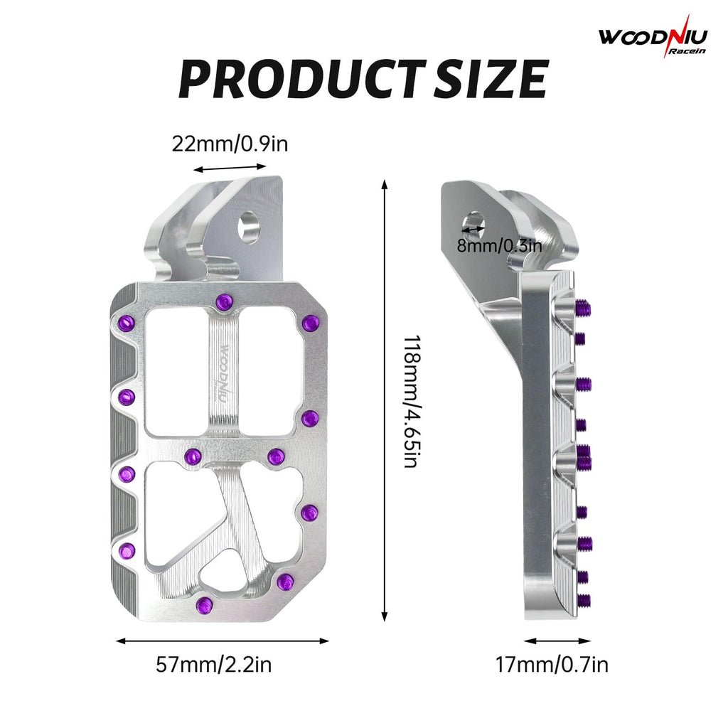 Dirt Bike Foot Pegs for Ebike Surron Light Bee X S, Color Prickly Peg,Motorcycle Aluminum Alloy Pedal for Segway X160 X260/Talaria X3 X4/E Ride PRO SS,Black Body with Dazzling Spikes