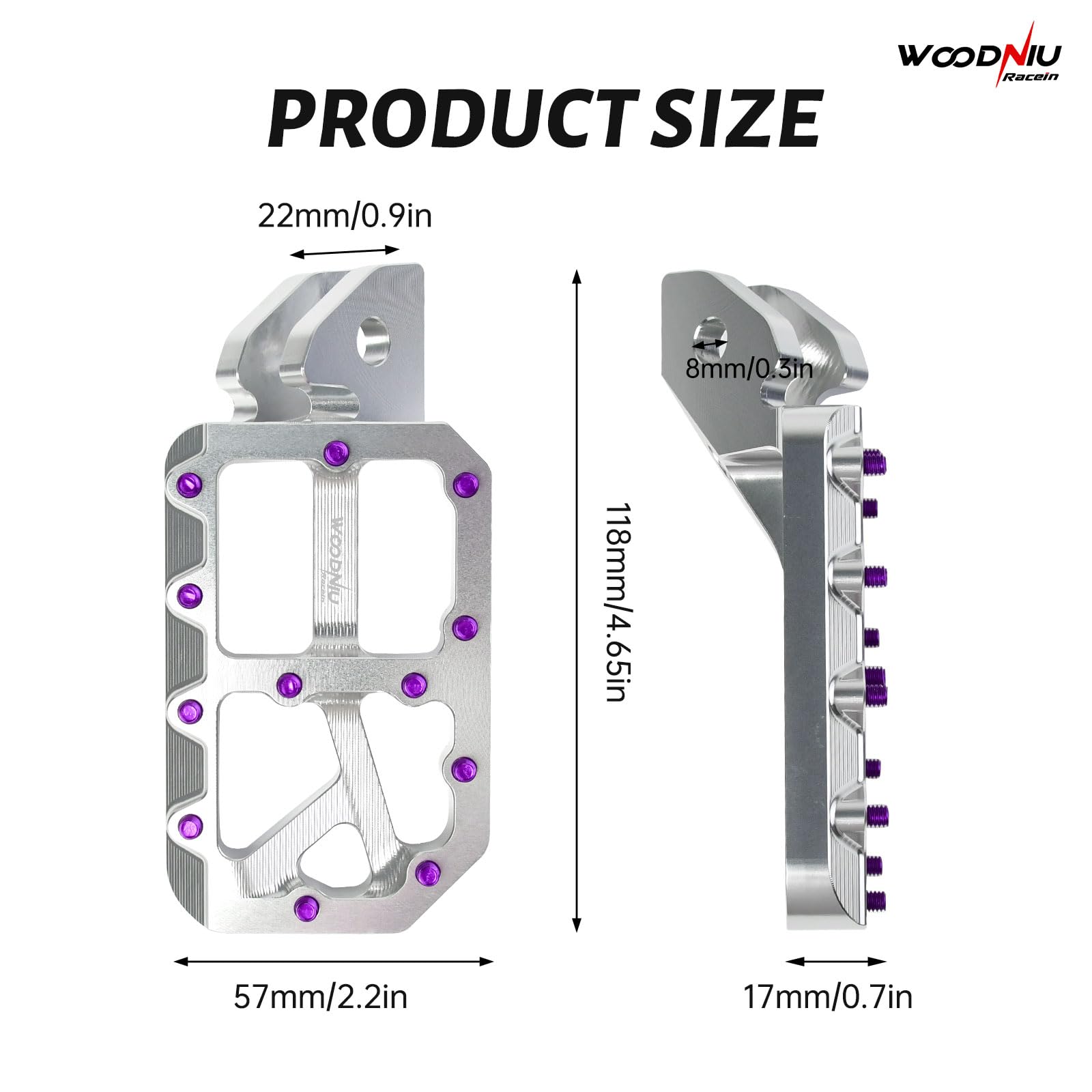 Dirt Bike Foot Pegs for Ebike Surron Light Bee X S, Color Prickly Peg,Motorcycle Aluminum Alloy Pedal for Segway X160 X260/Talaria X3 X4/E Ride PRO SS,Black Body with Dazzling Spikes