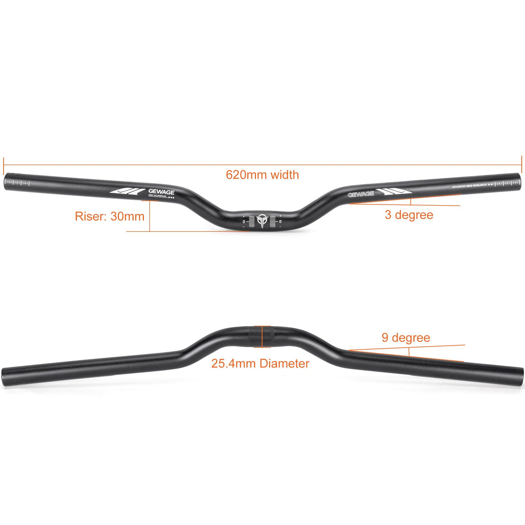 31.8 Bike Handlebar - 25mm, 55mm, 70mm, 90mm,120mm Riser Handlebar - 780mm Aluminium Alloy Mountain Bike Bicycle Handlebars (31.8-120mm Rise)