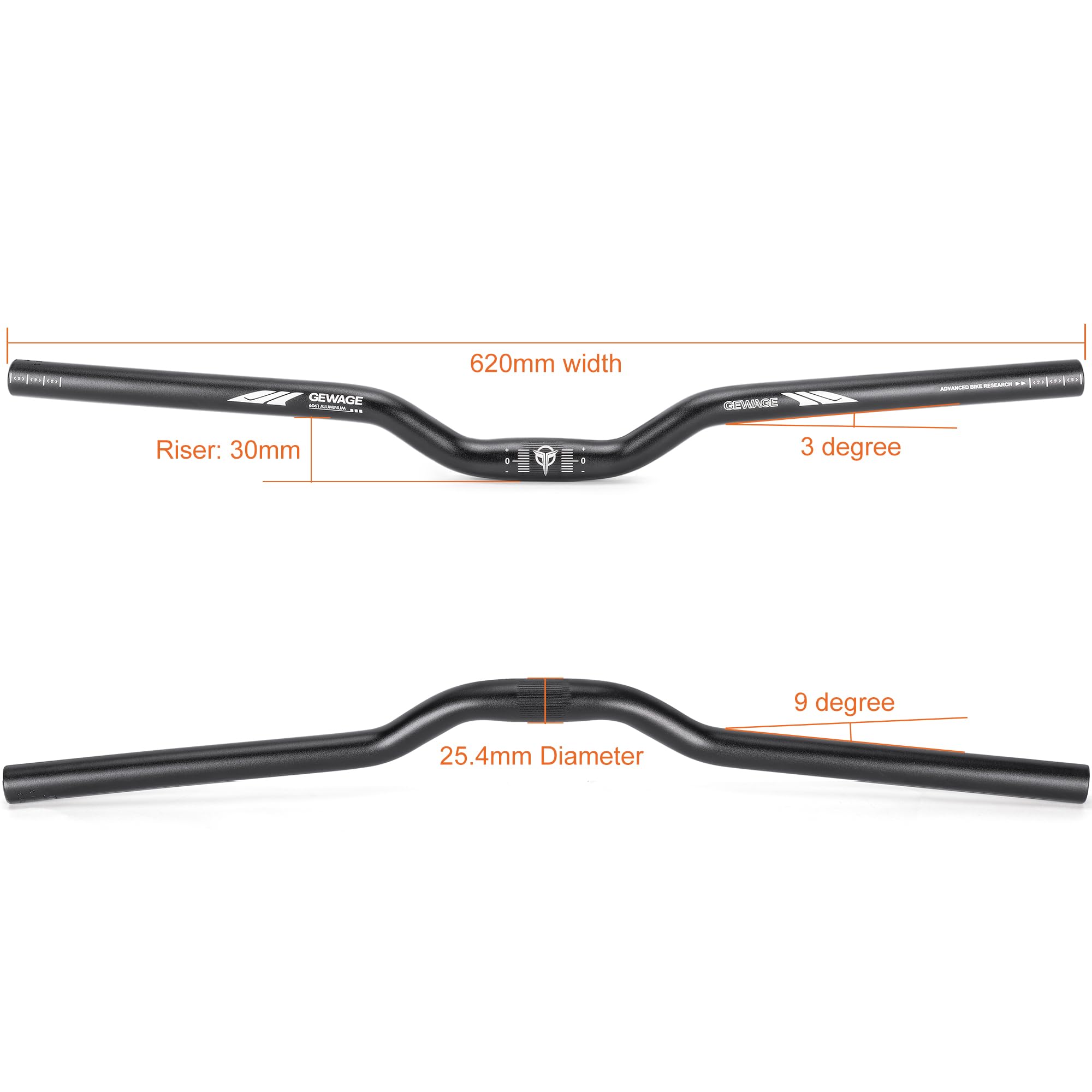 31.8 Bike Handlebar - 25mm, 55mm, 70mm, 90mm,120mm Riser Handlebar - 780mm Aluminium Alloy Mountain Bike Bicycle Handlebars (31.8-120mm Rise)