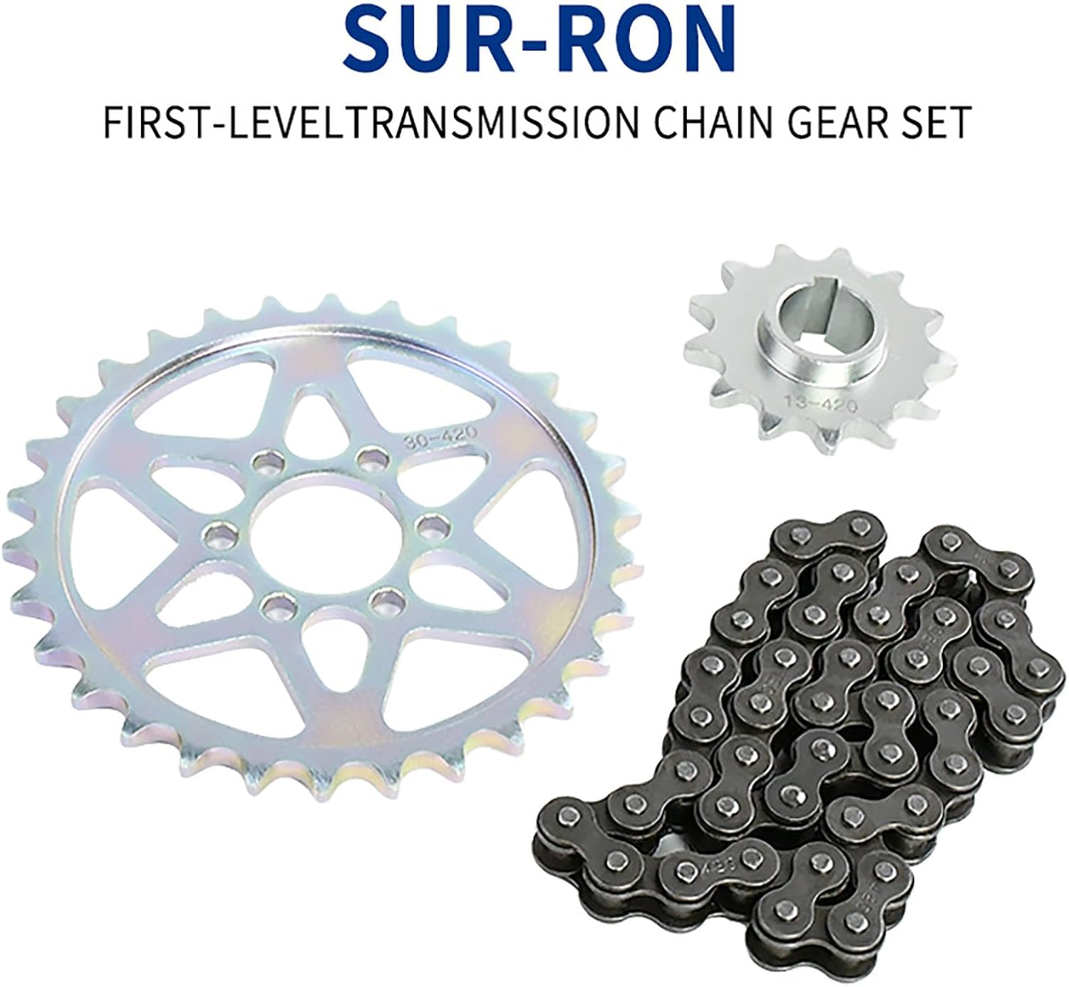 Drive Sprocket Chain Combo,Gear Chain Set for Surron Light Bee X,Segway X160/260,420 Chain 30 13 Tooth Rear Front Sprocket,Chain Sprocket Conversion Kit for Modified Dirt Bike and Replacement