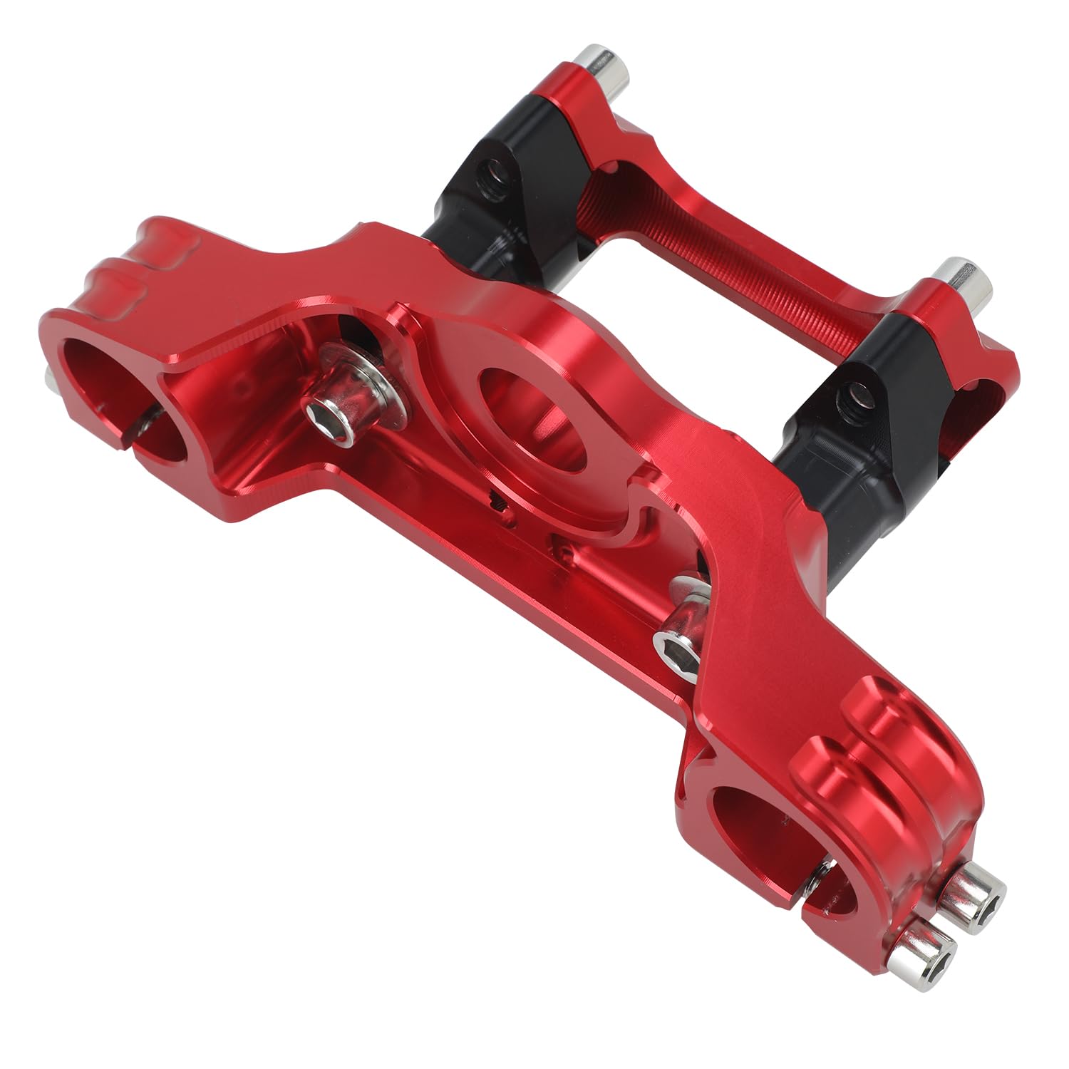 Motorcycle Top Triple Clamp 7/8" 22MM Upper Triple Tree Bar Mount with Risers Set CNC for CRF110 CRF110F 2013-2024 CRF125F CRF125FB 2019-2024 CRF 110F 125F 125FB Red