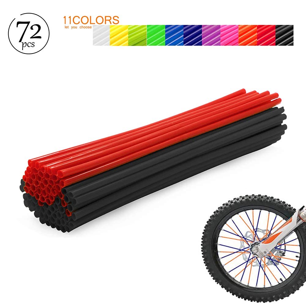 Worldmotop 72Pcs Dirt Bike Spoke Covers Wheel Spoke Wraps Wheel Rim Spoke Skins Universal Replacement for Yamaha Honda BMW Suzuki Kawasaki(green)