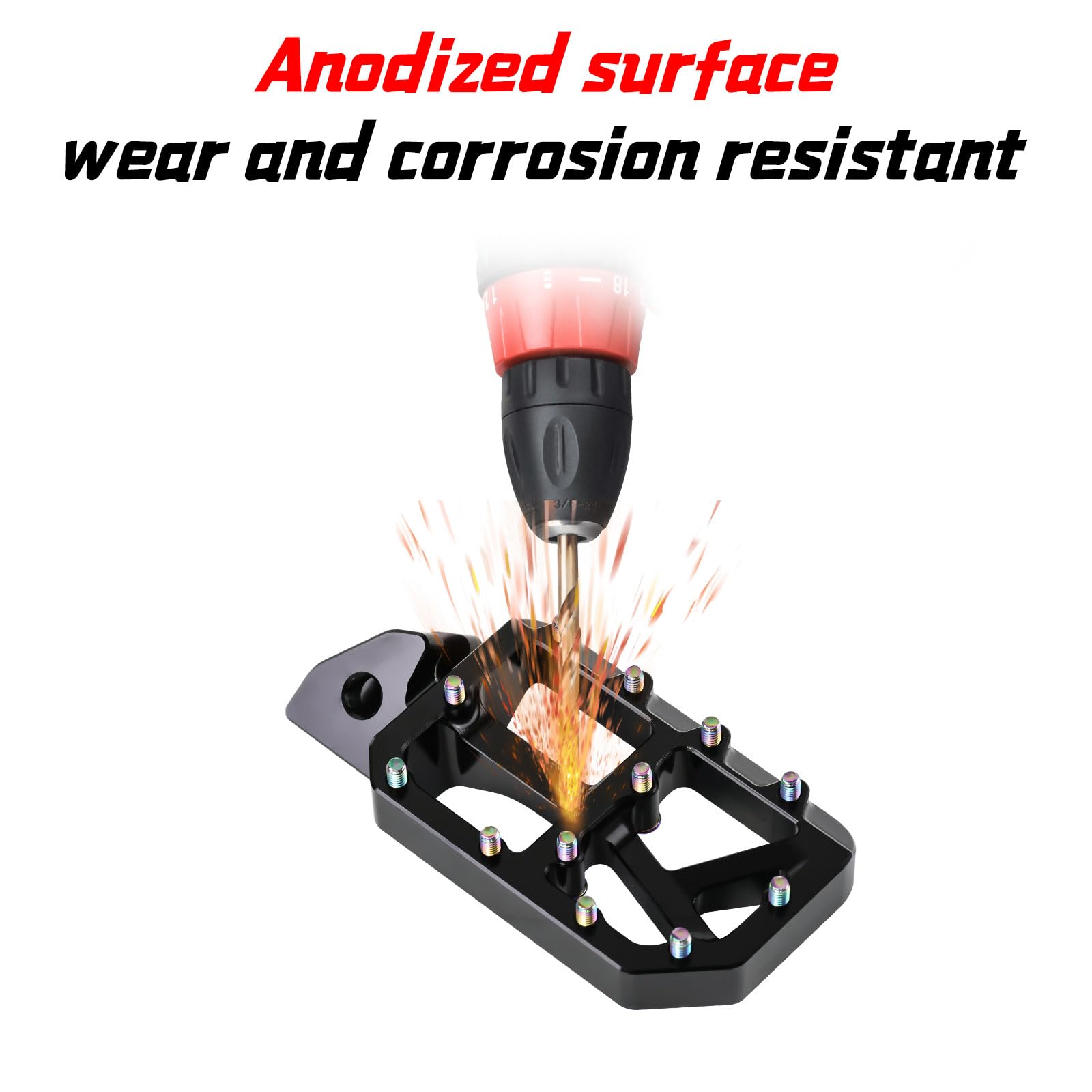 Dirt Bike Foot Pegs for Ebike Surron Light Bee X S, Color Prickly Peg,Motorcycle Aluminum Alloy Pedal for Segway X160 X260/Talaria X3 X4/E Ride PRO SS,Black Body with Dazzling Spikes
