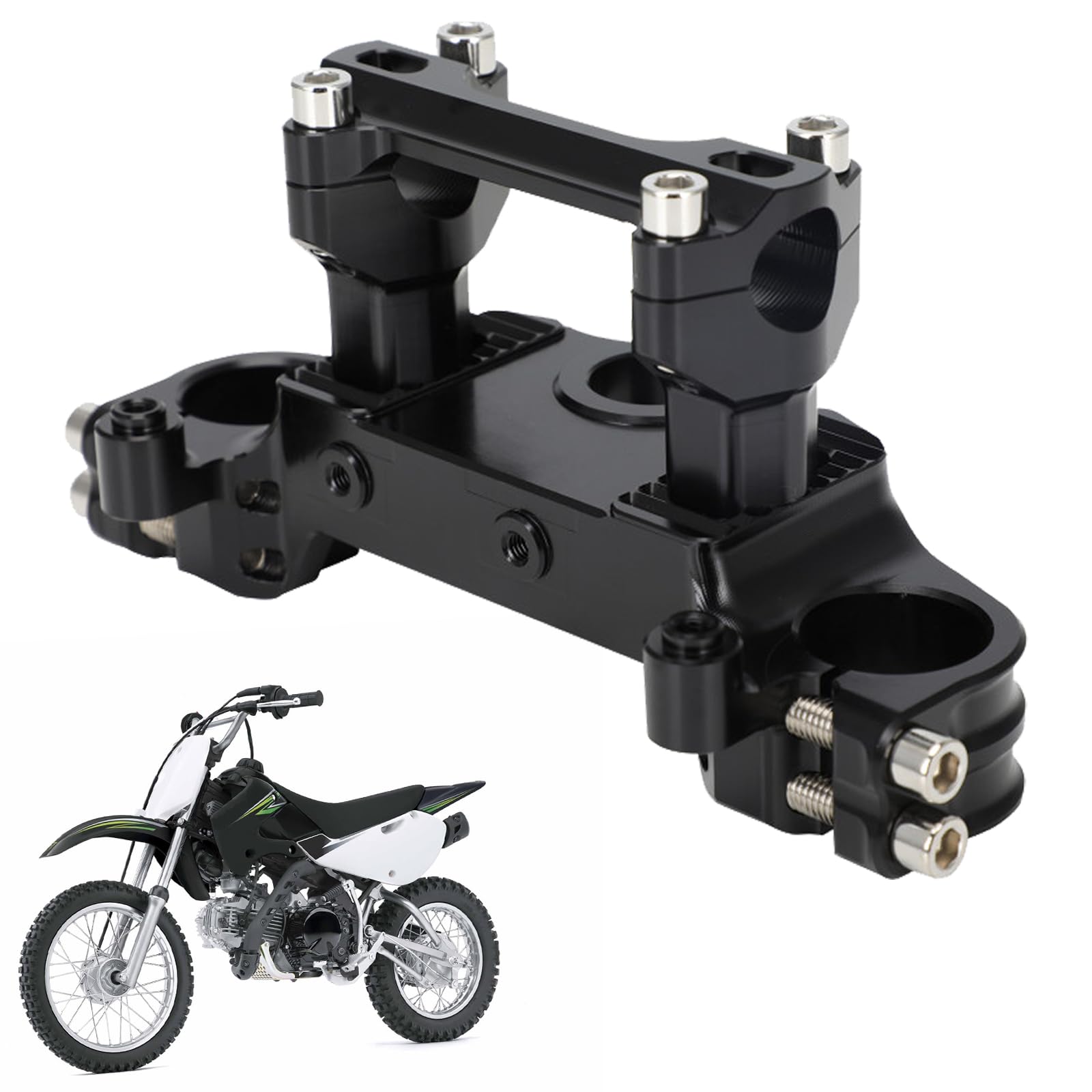 Motorcycle Top Triple Clamp 7/8" 22MM Upper Triple Tree Bar Mount with Risers Set CNC for CRF110 CRF110F 2013-2024 CRF125F CRF125FB 2019-2024 CRF 110F 125F 125FB Red