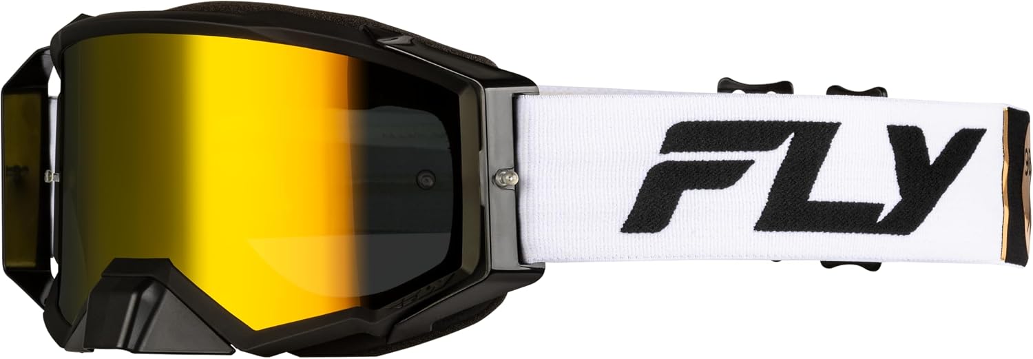 Fly Racing Zone Pro MX ATV Off-Road Riding Goggle (White/Black/Gold)