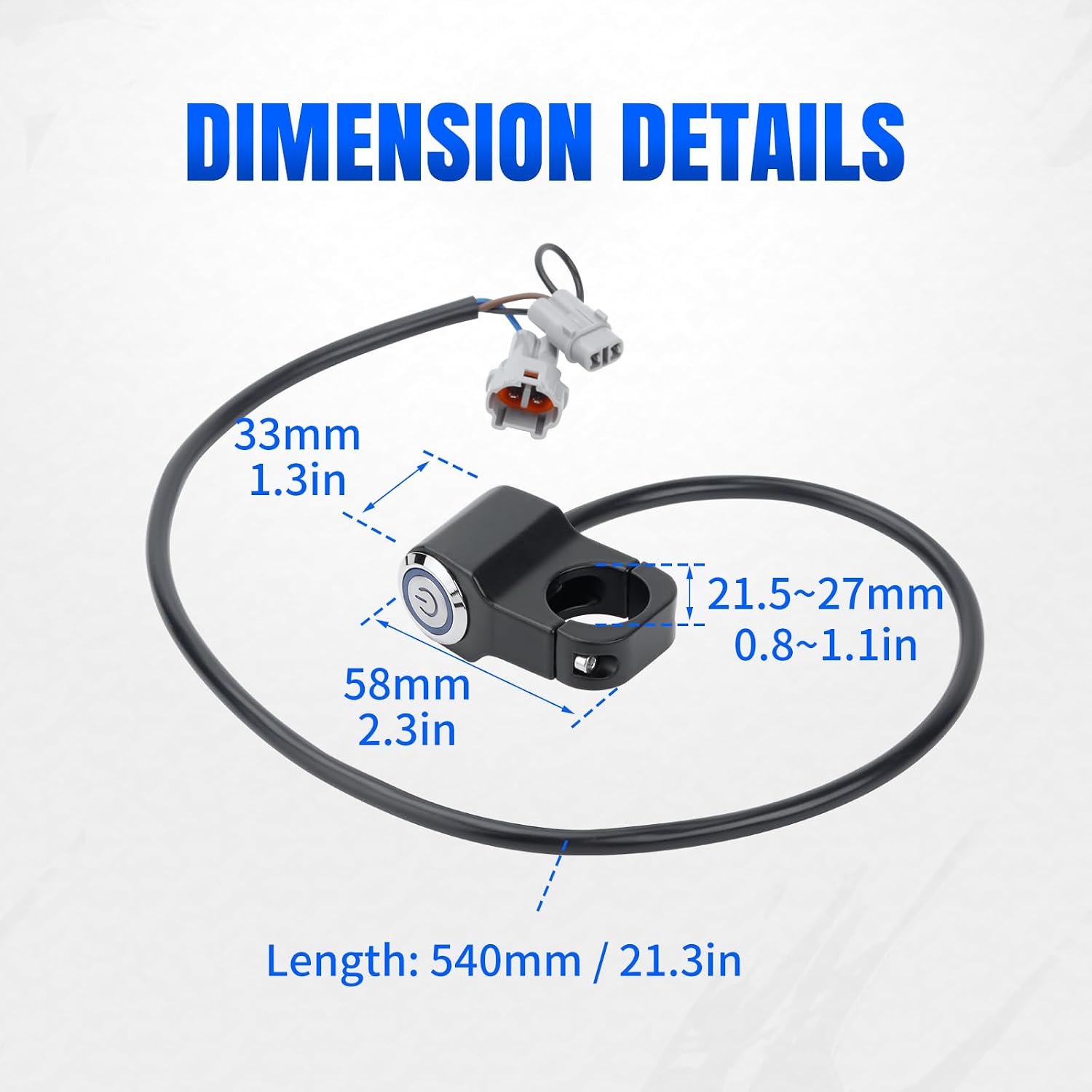 Sur Ron Headlight Switch, Plug & Play Motorcycle Light On/Off Switch Compatible with Surron Light Bee X/S, Segway X160/X260, Talaria Sting MX3 – Aluminum Alloy, Blue Halo LED