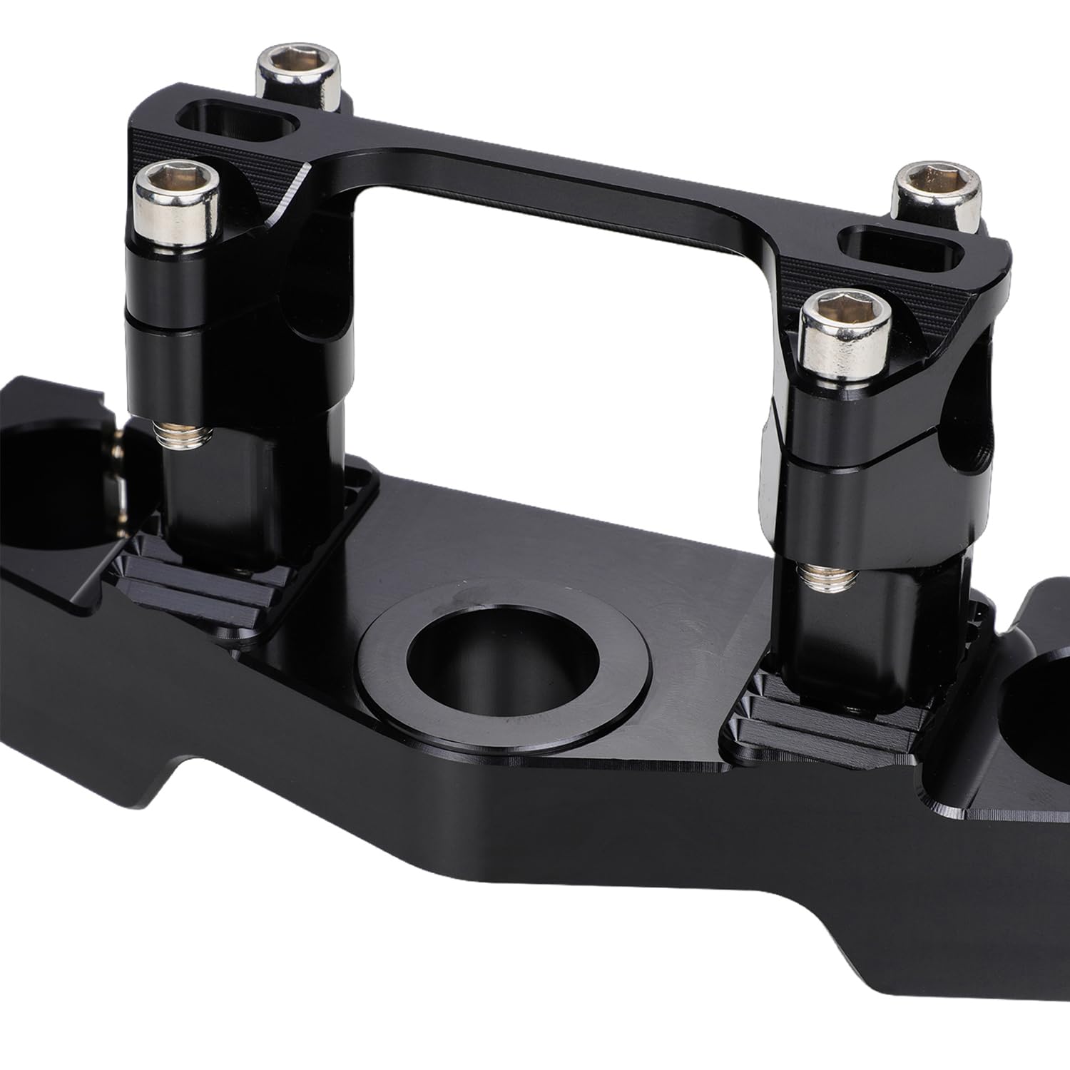 Triple Clamp with Risers Set for TTR 110 TTR110E TTR 110E 2008-2025, CNC Machined Aluminum Alloy | Handlebar Riser | Hard-Anodized | Direct Fit | Easy Installation Black