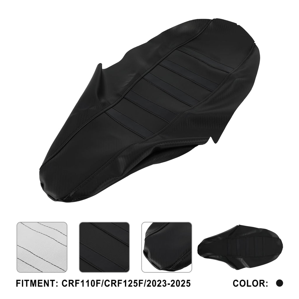 Ribbed Dirt Bike Seat Cover Gripper Soft for CRF 110 125F CRF110F CRF125F 2023 2024 2025 Pit Bike Non-Slip Surface Protector Black