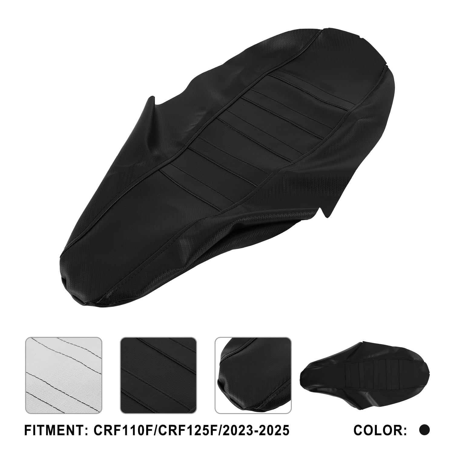 Ribbed Dirt Bike Seat Cover Gripper Soft for CRF 110 125F CRF110F CRF125F 2023 2024 2025 Pit Bike Non-Slip Surface Protector Black