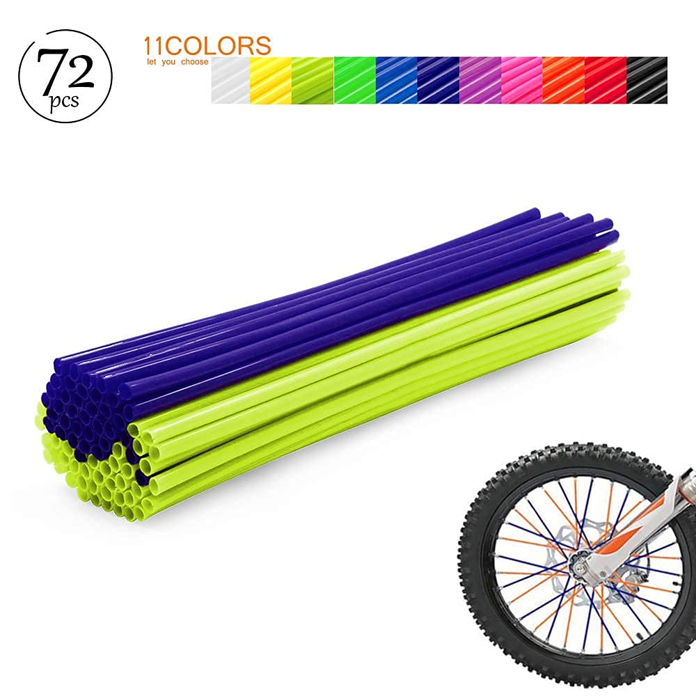 Worldmotop 72Pcs Dirt Bike Spoke Covers Wheel Spoke Wraps Wheel Rim Spoke Skins Universal Replacement for Yamaha Honda BMW Suzuki Kawasaki(green)