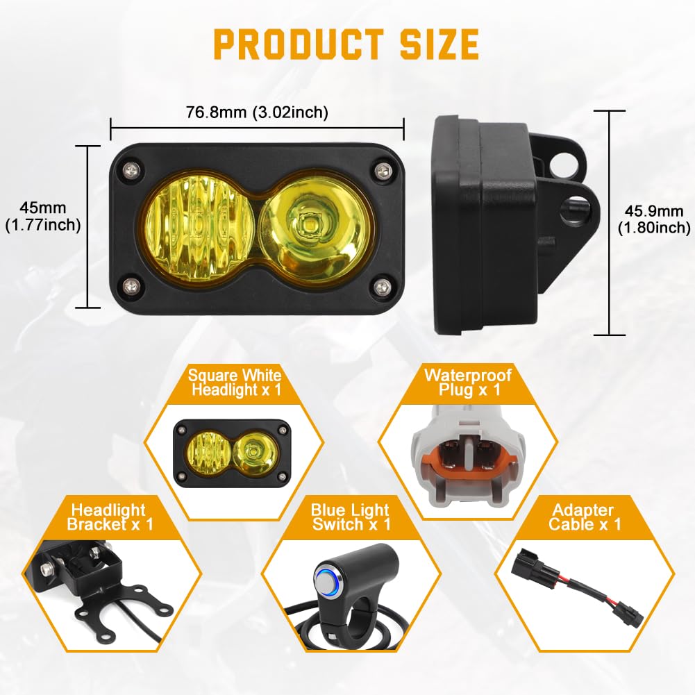 Dirtbike Headlight Kit for Sur-Ron Segway X260 Talaria Sting R MX4 PC Lens Motorcycle Yellow Light Bar Led Headlamp