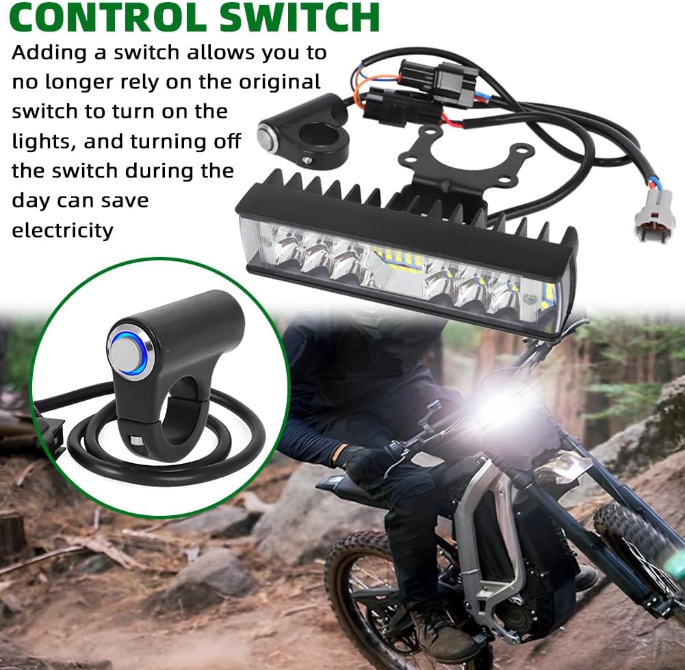 Dirt Bike Front Light Bar Plug and Play Motorcycle Headlight Kit for Talaria Sting R MX4 Sur-Ron Segway X260 6000K High Transmittance Farther and Wider View
