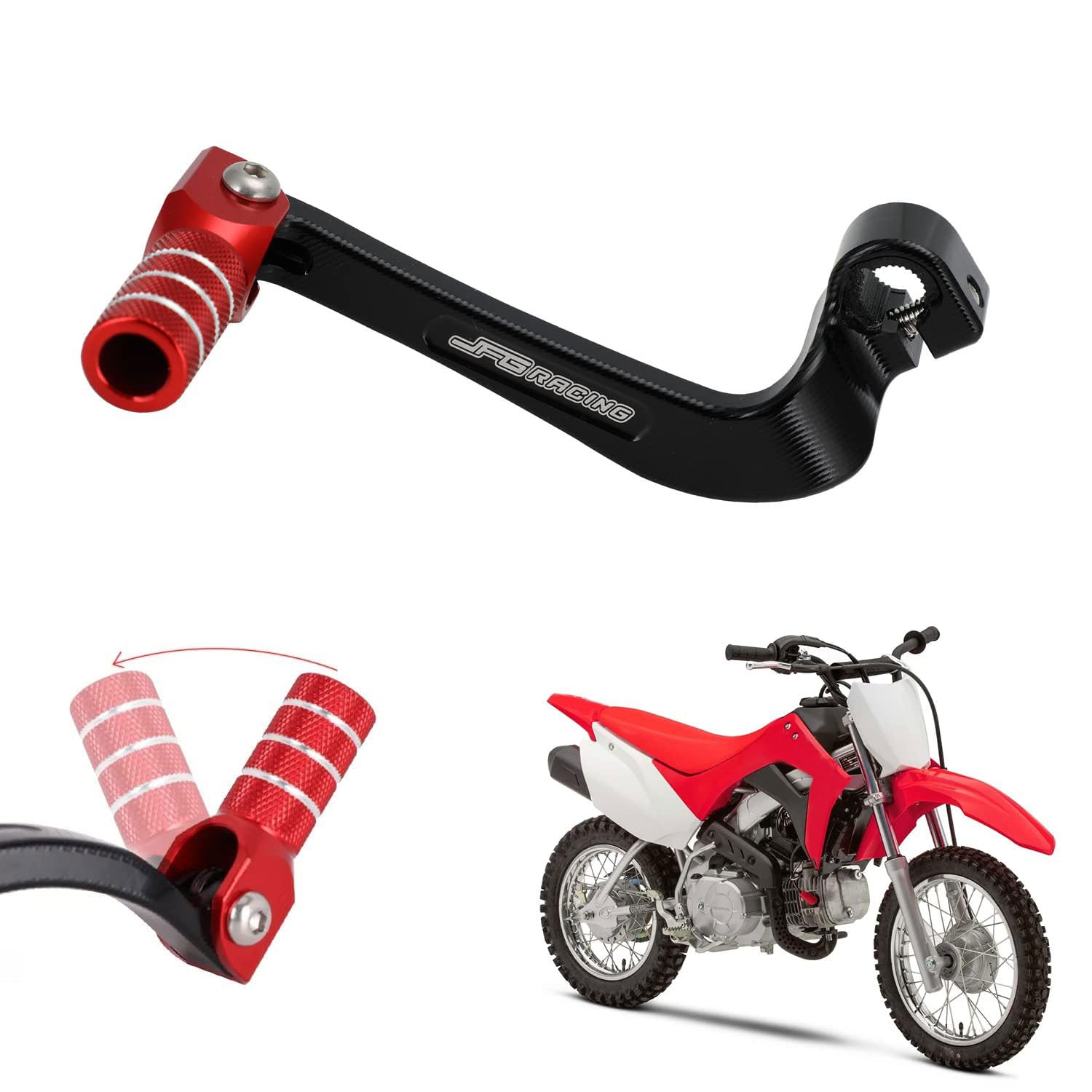 JFG RACING Motorcycle Gear Shifter Shift Lever Folding Tip CNC for CRF 110 CRF110F 2013-2023 TTR 110 08-09 11-21 Black
