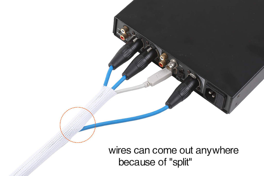 Alex Tech 10ft - 1/2 inch Cord Protector Wire Loom Tubing Cable Sleeve Split Sleeving For USB Cable Power Cord Audio Video Cable – Protect Cat From Chewing Cords - Black