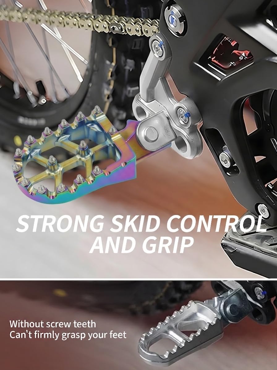 JFG RACING Dirt Bike Foot Pegs,7075 Aluminum CNC Pedals Rests for Surron Light Bee X and S/E Ride Pro SS/CRF150F CRF230F 03-19/CRF250F 19-24/XR150L 15-24/KDX200 83-94-Red