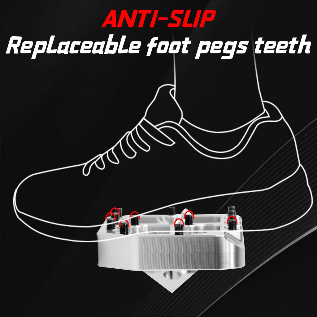 Dirt Bike Foot Pegs for Ebike Surron Light Bee X S, Color Prickly Peg,Motorcycle Aluminum Alloy Pedal for Segway X160 X260/Talaria X3 X4/E Ride PRO SS,Black Body with Dazzling Spikes