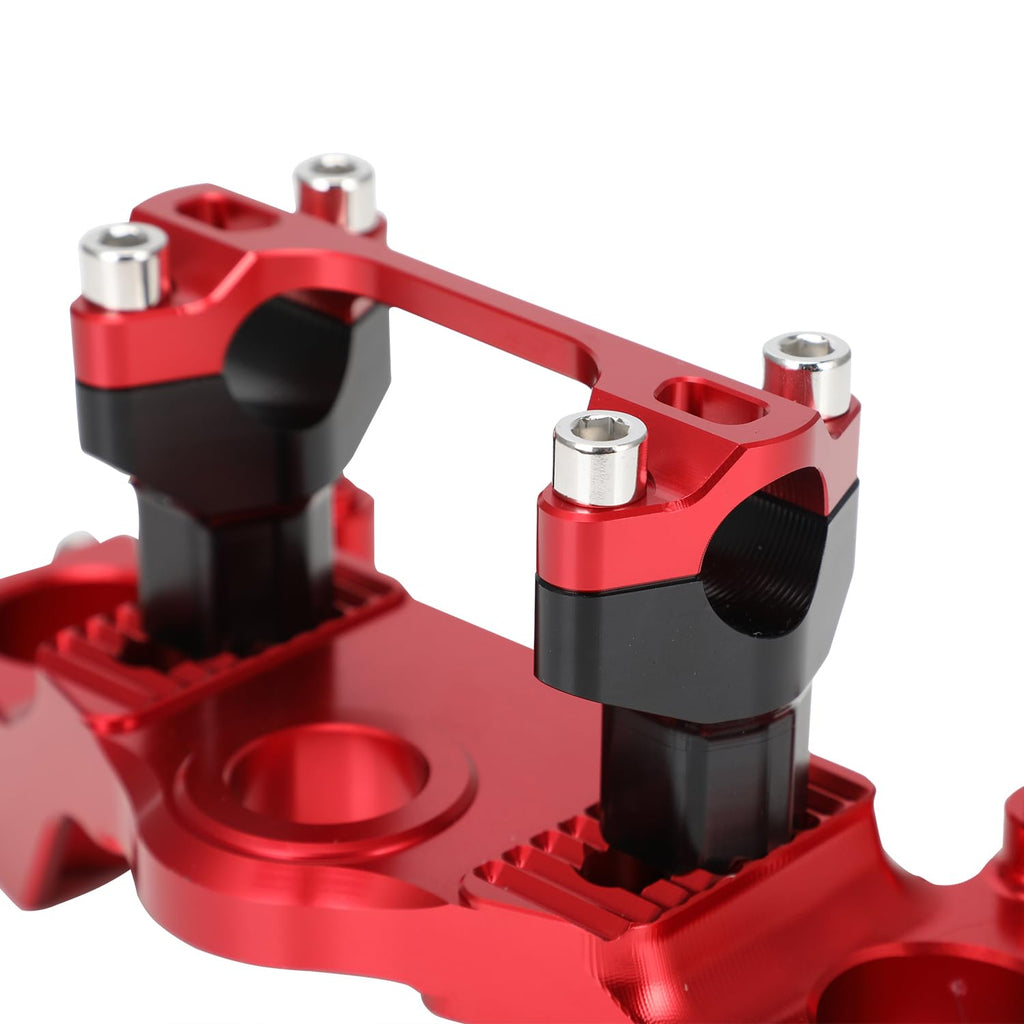 Motorcycle Top Triple Clamp 7/8" 22MM Upper Triple Tree Bar Mount with Risers Set CNC for CRF110 CRF110F 2013-2024 CRF125F CRF125FB 2019-2024 CRF 110F 125F 125FB Red