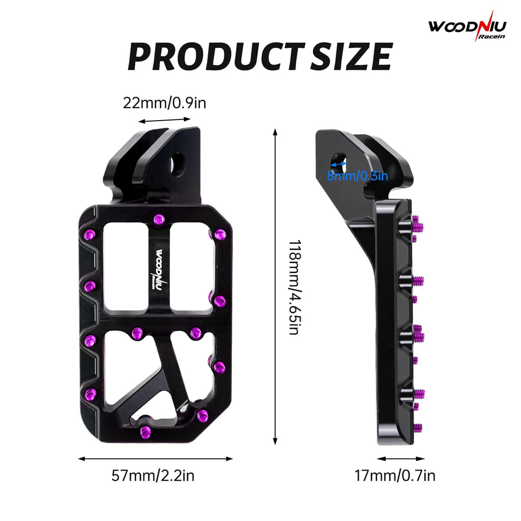Dirt Bike Foot Pegs for Ebike Surron Light Bee X S, Color Prickly Peg,Motorcycle Aluminum Alloy Pedal for Segway X160 X260/Talaria X3 X4/E Ride PRO SS,Black Body with Dazzling Spikes