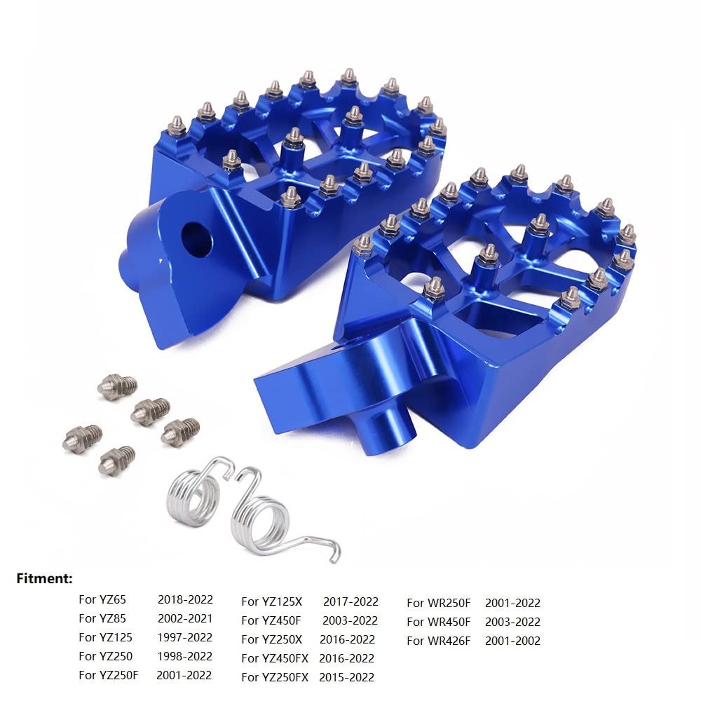 AnXin Dirt Bike Foot Pegs Motorcycle Footpegs Foot Pedals Rests CNC for TTR 110 TTR110 TTR 110E TTR110E 2011-2023 Pit Bike Blue