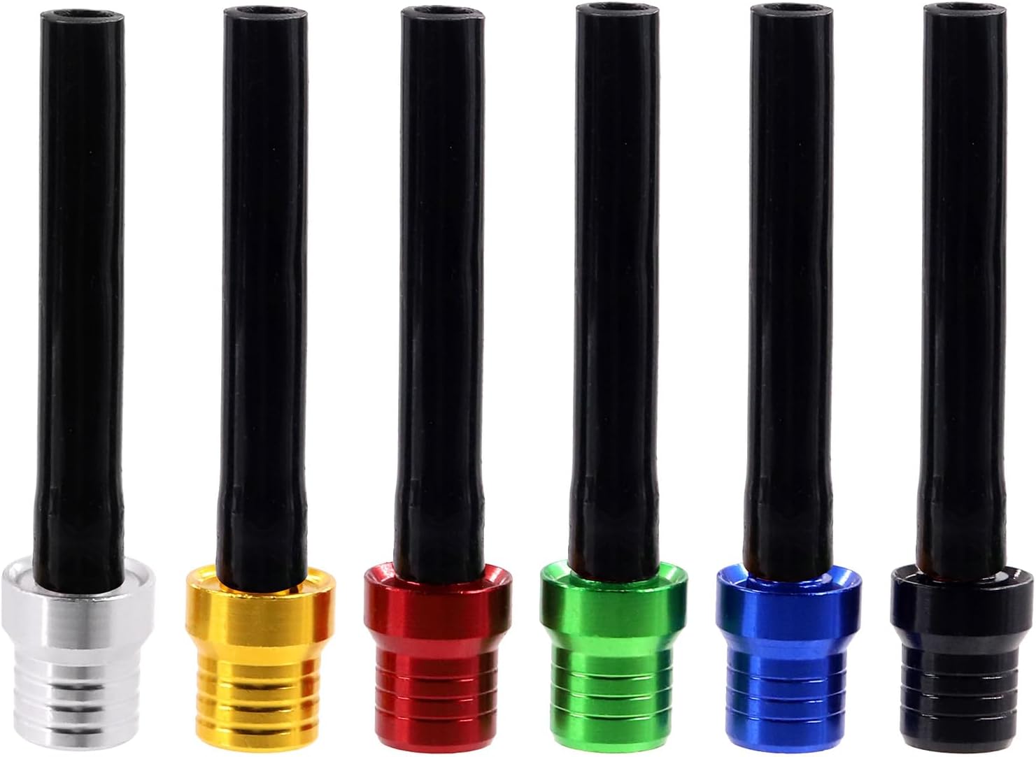 Tanstic 6Pcs Universal Tank Gas Fuel Cap Valve Vent Breather Hose Tube, Aluminum, Plastic, Multicolor, 12x70mm, 6pcs, Compatible with 50cc-125cc Motorcycle, XR, CRF, RM, KX, SSR, Dirt, Pit Bike, ATV