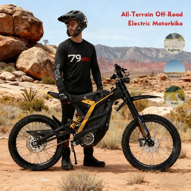Adult Electric Dirt Bike, Peak 8000W/Cont 4000W Mid-Drive E-Motorcycle 72V35Ah Battery, 21"/18" Off-Road E-Bike Full Hydraulic Brakes & Suspension, 50MPH Mountain Enduro Trail Motorbike