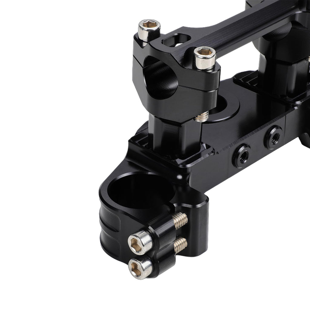 Triple Clamp with Risers Set for TTR 110 TTR110E TTR 110E 2008-2025, CNC Machined Aluminum Alloy | Handlebar Riser | Hard-Anodized | Direct Fit | Easy Installation Black