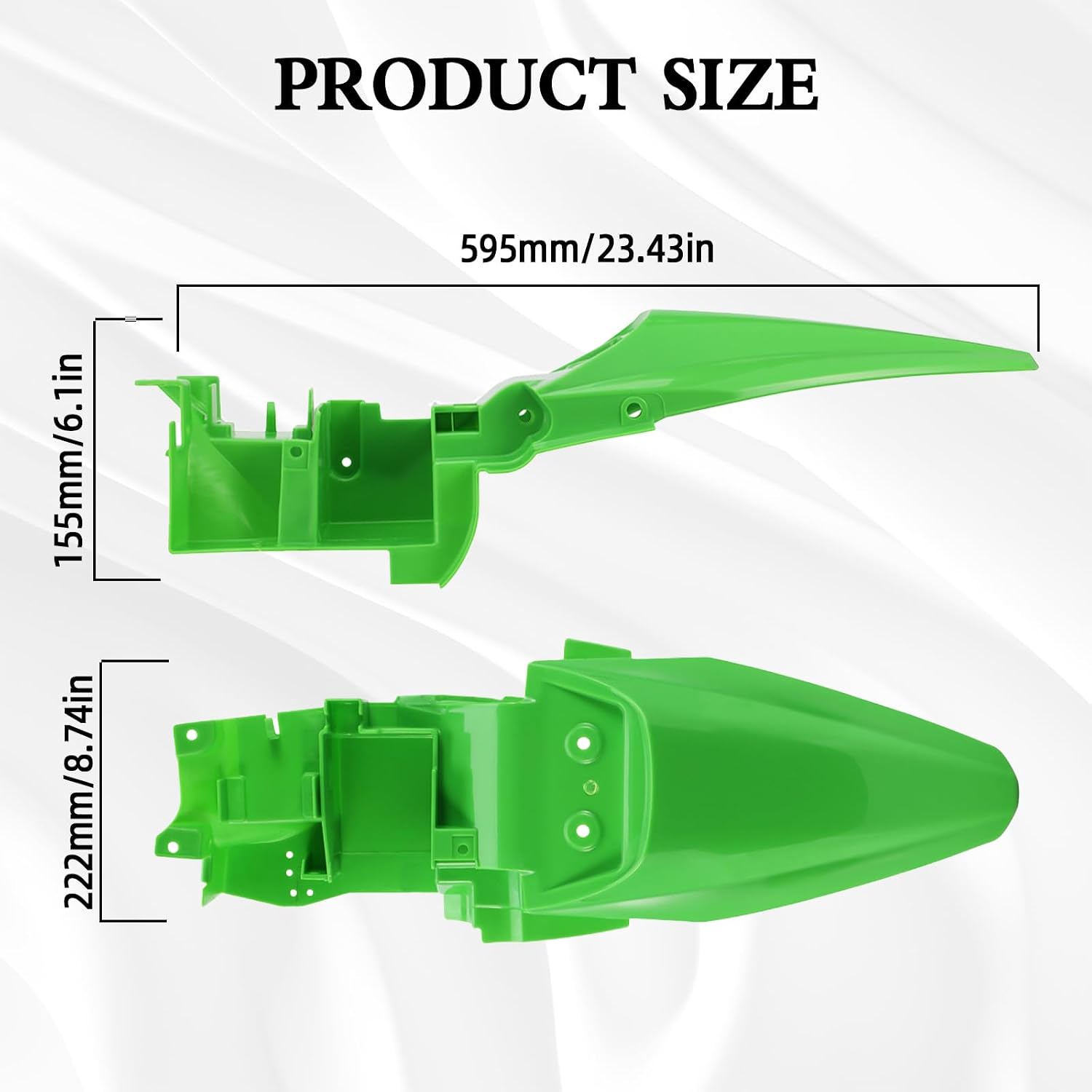 CHANCGHENG Dirt Bike Rear Fender for KLX110 Rear Mudguard Protector Plastic for KLX 110/KLX 110L 2010-2024 Green