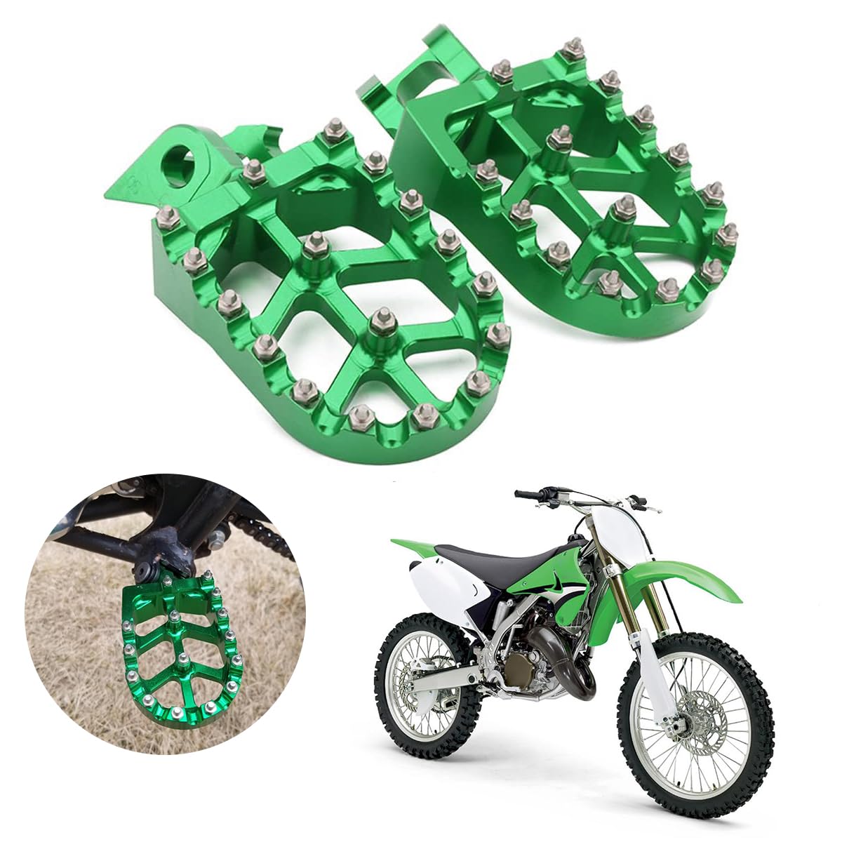 AnXin Dirt Bike Foot Pegs Motorcycle Footpegs Foot Pedals Rests CNC for KLX 110 KLX110 2002-2023 KLX110L 2010-2023 KX60 1998-2003 Pit Bike Black