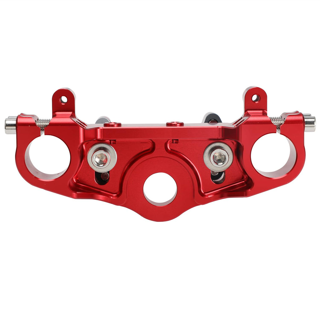 Motorcycle Top Triple Clamp 7/8" 22MM Upper Triple Tree Bar Mount with Risers Set CNC for CRF110 CRF110F 2013-2024 CRF125F CRF125FB 2019-2024 CRF 110F 125F 125FB Red