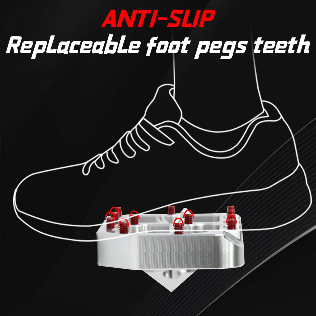 Dirt Bike Foot Pegs for Ebike Surron Light Bee X S, Color Prickly Peg,Motorcycle Aluminum Alloy Pedal for Segway X160 X260/Talaria X3 X4/E Ride PRO SS,Black Body with Dazzling Spikes
