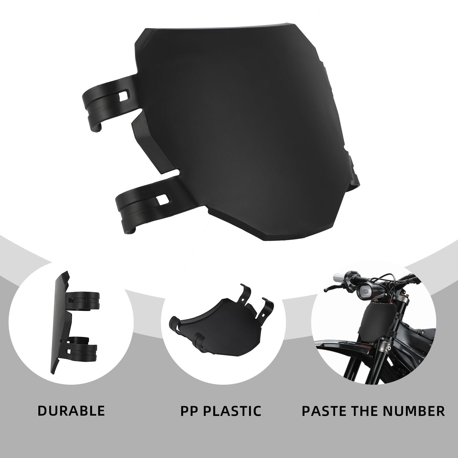 Universal Ebike Electric Dirt Bike Number Plate with Straps-Black | E Bike Front License for Yozma IN10/Surron Light Bee/Taparia Sting/Eride Pro,for Ridstar Q20/TST R002/Macfox