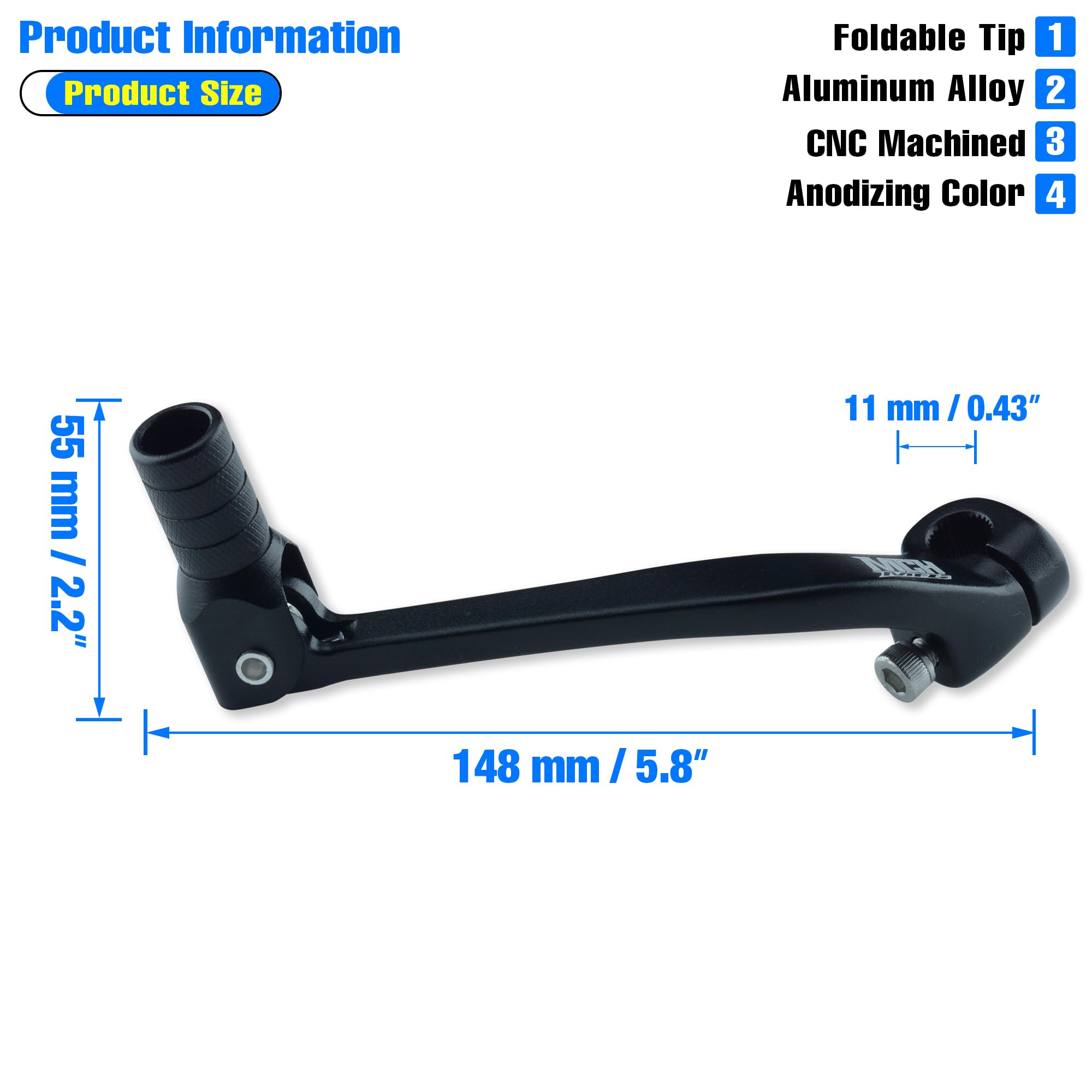 Folding Dirt Bike Shifter Lever - Alloy Aluminium Gear Lever Fit for CRF110 CRF110F 2013-2023 TTR110 08-09 TTR125 11-21 Black